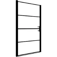 vidaXL Porte de douche en verre trempé mat 81x195 cm noir