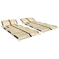 vidaXL Sommier à lattes 2 pcs. avec 28 lattes 7 zones 70x200 cm