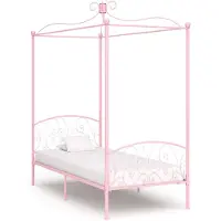 vidaXL Châssis de lit à baldaquin Rose Métal 100 x 200 cm