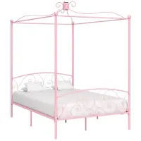 vidaXL Châssis de lit à baldaquin rose métal 120 x 200 cm