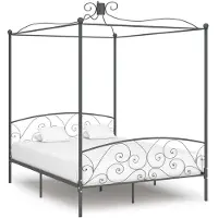 vidaXL Châssis de lit à baldaquin Gris Métal 160 x 200 cm