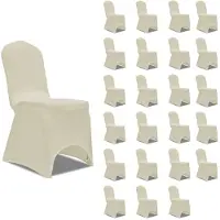 vidaXL Housses élastiques de chaise Crème 24 pcs