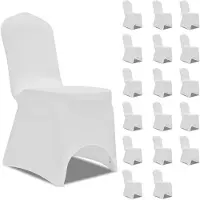 vidaXL Housses élastiques de chaise Blanc 18 pcs