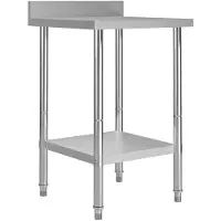 vidaXL Table de travail de cuisine avec rebord 60 x 60 x 93 cm acier inoxydable