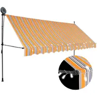 vidaXL Store rétractable manuel avec LED 350 cm jaune et bleu