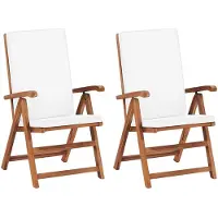 vidaXL Chaises longues de jardin 2 pcs. avec coussins en teck massif
