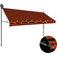 vidaXL Store rétractable manuel avec LED 350 cm Orange Marron