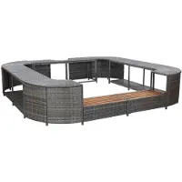 vidaXL Bordure de spa Carré Gris 268x268x55 cm Poly rotin
