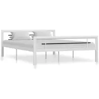 vidaXL Cadre de lit sans matelas blanc et noir métal 140x200 cm