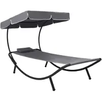 vidaXL Bain de soleil de jardin avec toit solaire et coussin Gris