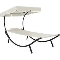 vidaXL Bain de soleil de jardin avec toit solaire & coussin blanc crème