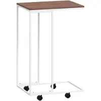 vidaXL Table d'appoint avec roulettes Blanc 40x30x63,5 cm Bois composite