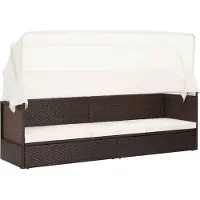 vidaXL Canapé de jardin avec toit solaire Poly rotin brun