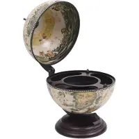 vidaXL Minibar Globe Rack à bouteilles en bois d'eucalyptus blanc