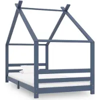 vidaXL Sommier de lit pour enfants Gris Pin massif 90x200 cm