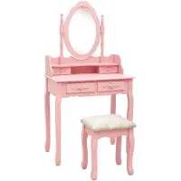 vidaXL Ensemble de coiffeuse avec tabouret rose 75x69x140 cm bois de paulownia