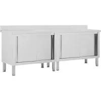 vidaXL Armoires de travail avec portes coulissantes 2 pcs. 240x50x(95-97) cm inox