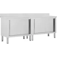 vidaXL Armoires de travail avec portes coulissantes 2 pcs. 200x50x(95-97) cm Acier inoxydable