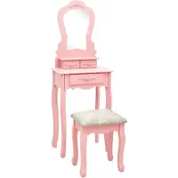 vidaXL Ensemble de coiffeuse avec tabouret rose 50x59x136 cm bois de paulownia