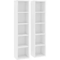 vidaXL Armoires à CD 2 pcs Blanc 21x16x93,5 cm Aggloméré
