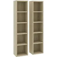 vidaXL Étagères CD 2 pcs. chêne Sonoma 21x16x93,5 cm Matériau du bois