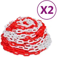 vidaXL Chaînes de délimitation 2 pcs. Rouge et blanc Plastique 30 m