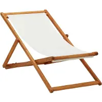 vidaXL Chaise de plage pliante bois d'eucalyptus et tissu blanc crème