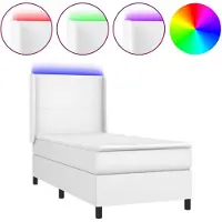 vidaXL Lit Boxspring avec matelas & LED Blanc 80x200 cm Similicuir