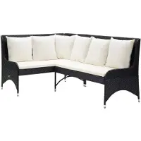 vidaXL Canapé d'angle de jardin 2 pièces Poly rotin noir