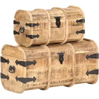 vidaXL Coffres de rangement 2 pièces en bois massif de manguier
