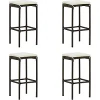 vidaXL Tabouret de bar avec coussin 4 pcs. rotin poly marron