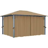 vidaXL Pavillon avec rideau 400x300 cm taupe aluminium