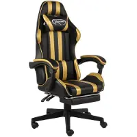 vidaXL Chaise de jeu avec repose-pieds Noir et or similicuir