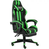 vidaXL Chaise de jeu avec repose-pieds Noir et vert Similicuir