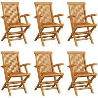 vidaXL Chaises de jardin pliantes 6 pcs. Bois massif teck