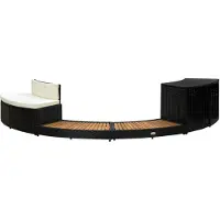 vidaXL Bordure de baignoire balnéo noire Poly rotin & bois massif acacia