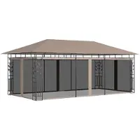 vidaXL Pavillon avec moustiquaire 6x3x2,73 m Taupe 180 g/m