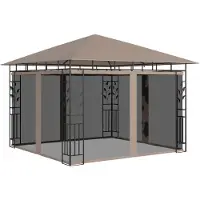 vidaXL Pavillon avec moustiquaire 3x3x2,73 m Taupe 180 g/m