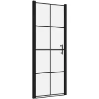 vidaXL Porte de douche en verre trempé 91x195 cm noir