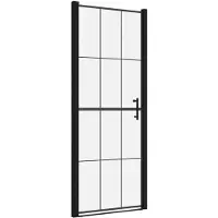 vidaXL Porte de douche en verre trempé 81x195 cm noir