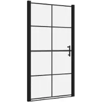 vidaXL Porte de douche 100x178 cm gehärtetes Glas schwarz