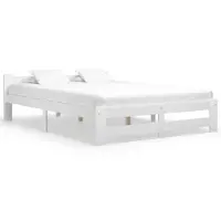 vidaXL Lit en bois massif pin blanc 120x200 cm