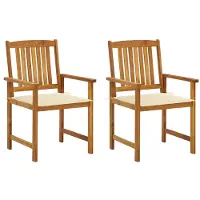 vidaXL Chaises de jardin avec coussins 2 pcs. Bois massif acacia