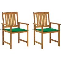 vidaXL Chaises de jardin avec coussins 2 pcs. Bois massif acacia