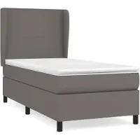 vidaXL Lit boxspring avec matelas Gris 90x200 cm similicuir