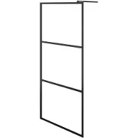 vidaXL Paroi de douche pour douches accessibles ESG-verre clair noir 80x195 cm