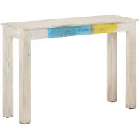 vidaXL Table console Blanc 115x35x77 cm Bois de manguier brut