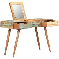 vidaXL Coiffeuse avec miroir 112x45x76 cm Vieux bois massif