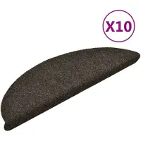 vidaXL Tapis d'escalier autocollants 10 pièces 56 x 17 x 3 cm Anthracite Demi-rond