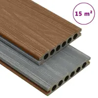 vidaXL Panneaux de terrasse et accessoires WPC Marron/gris 15 m² 4 m